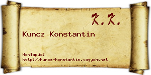 Kuncz Konstantin névjegykártya